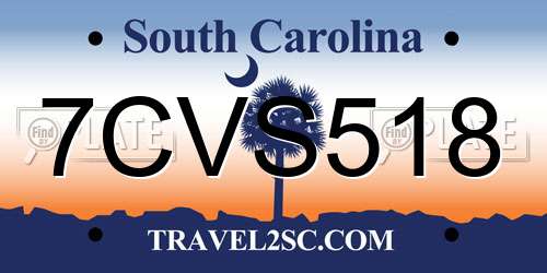 7CVS518 South Carolina License Plate