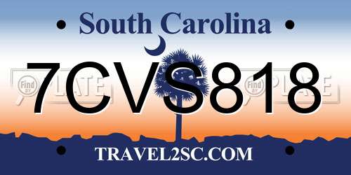 7CVS818 South Carolina License Plate