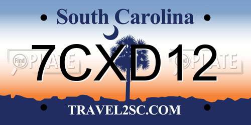 7CXD12 South Carolina License Plate