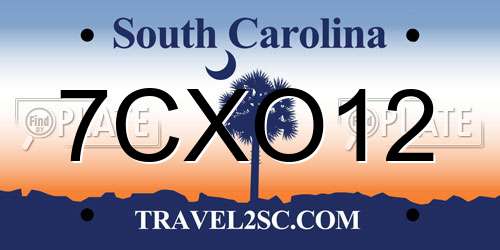 7CXO12 South Carolina License Plate