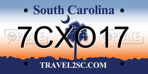 7CXO17 South Carolina License Plate