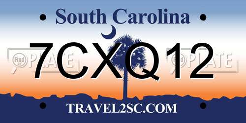 7CXQ12 South Carolina License Plate