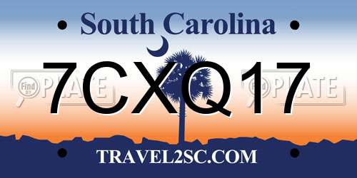 7CXQ17 South Carolina License Plate