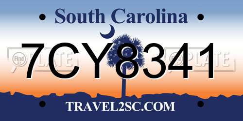 7CY8341 South Carolina License Plate