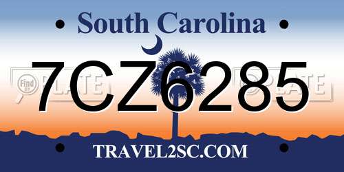 7CZ6285 South Carolina License Plate