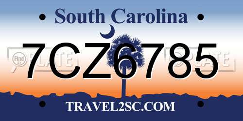 7CZ6785 South Carolina License Plate