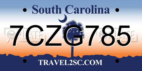 7CZG785 South Carolina License Plate
