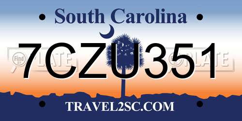 7CZU351 South Carolina License Plate