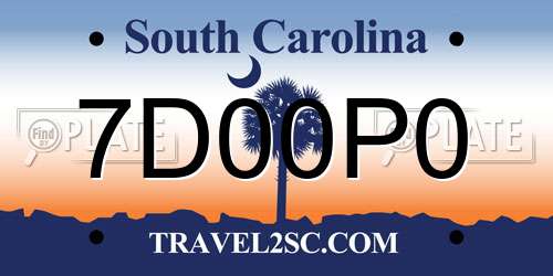 7D00P0 South Carolina License Plate