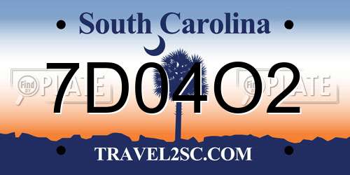 7D04O2 South Carolina License Plate