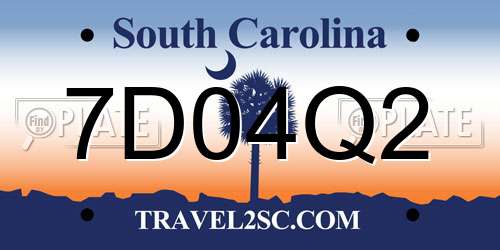 7D04Q2 South Carolina License Plate
