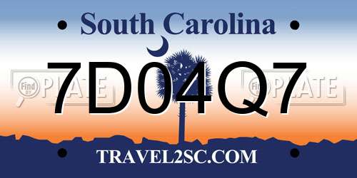 7D04Q7 South Carolina License Plate