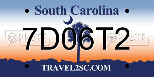 7D06T2 South Carolina License Plate