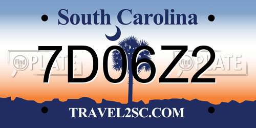 7D06Z2 South Carolina License Plate