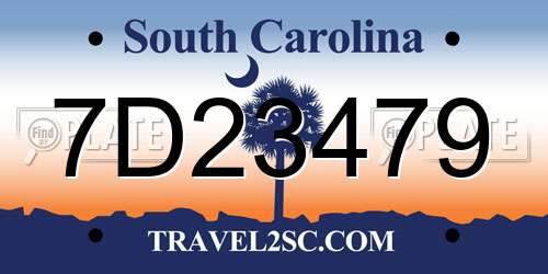 7D23479 South Carolina License Plate