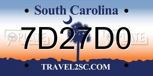 7D27D0 South Carolina License Plate