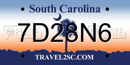 7D28N6 South Carolina License Plate