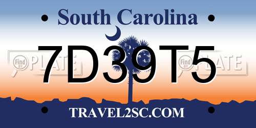 7D39T5 South Carolina License Plate