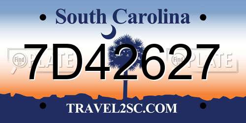 7D42627 South Carolina License Plate