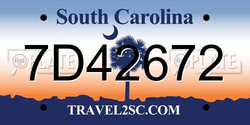 7D42672 South Carolina License Plate