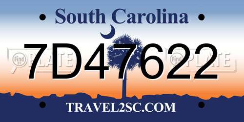 7D47622 South Carolina License Plate