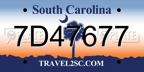 7D47677 South Carolina License Plate