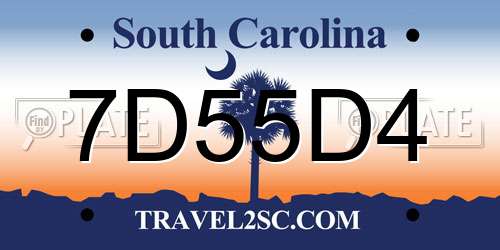 7D55D4 South Carolina License Plate