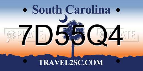 7D55Q4 South Carolina License Plate