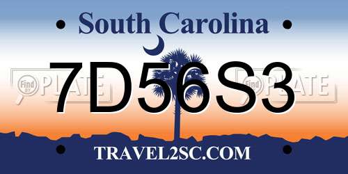 7D56S3 South Carolina License Plate