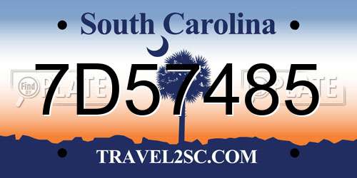 7D57485 South Carolina License Plate