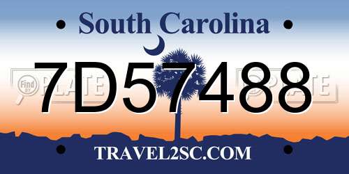 7D57488 South Carolina License Plate
