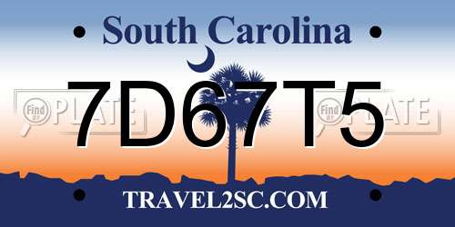 7D67T5 South Carolina License Plate