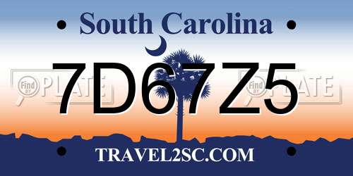 7D67Z5 South Carolina License Plate