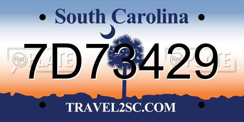 7D73429 South Carolina License Plate