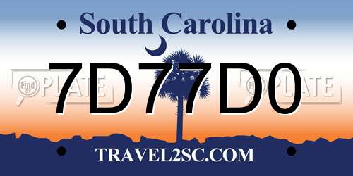 7D77D0 South Carolina License Plate