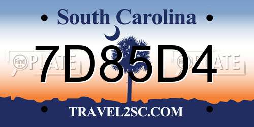 7D85D4 South Carolina License Plate