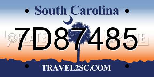 7D87485 South Carolina License Plate