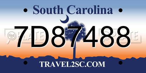7D87488 South Carolina License Plate