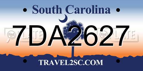 7DA2627 South Carolina License Plate