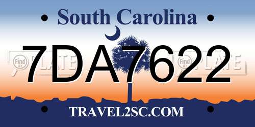 7DA7622 South Carolina License Plate