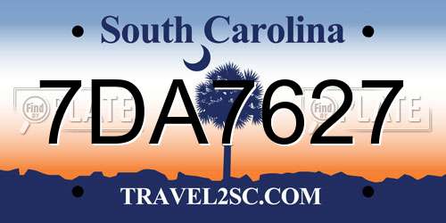 7DA7627 South Carolina License Plate