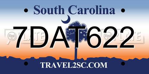 7DAT622 South Carolina License Plate