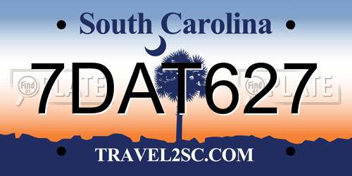 7DAT627 South Carolina License Plate