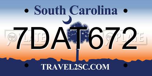 7DAT672 South Carolina License Plate