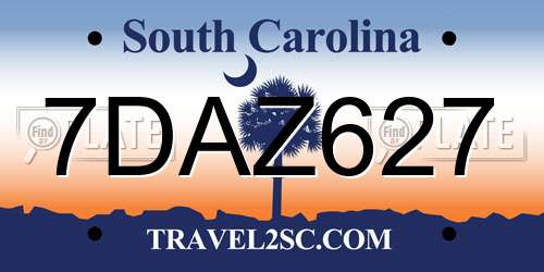 7DAZ627 South Carolina License Plate