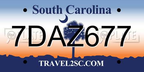 7DAZ677 South Carolina License Plate