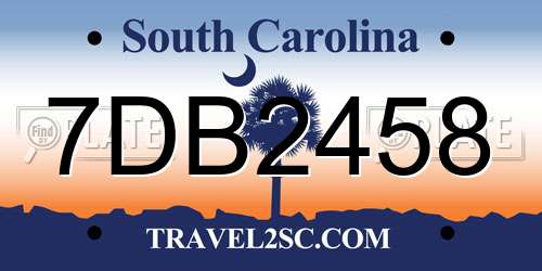 7DB2458 South Carolina License Plate