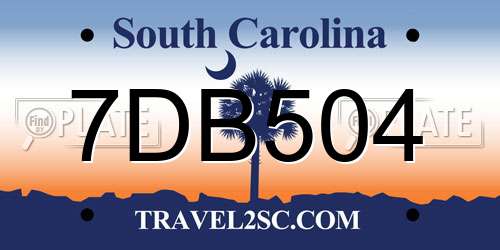 7DB504 South Carolina License Plate