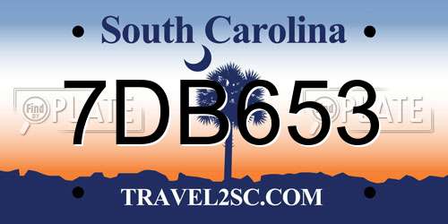 7DB653 South Carolina License Plate
