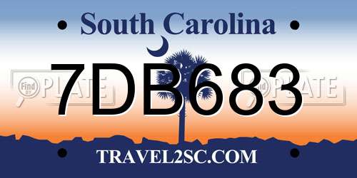7DB683 South Carolina License Plate